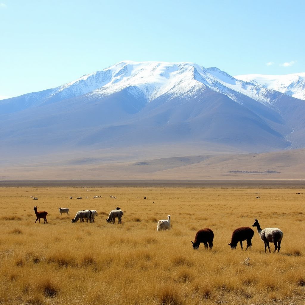Paisaje de Puna con alpacas